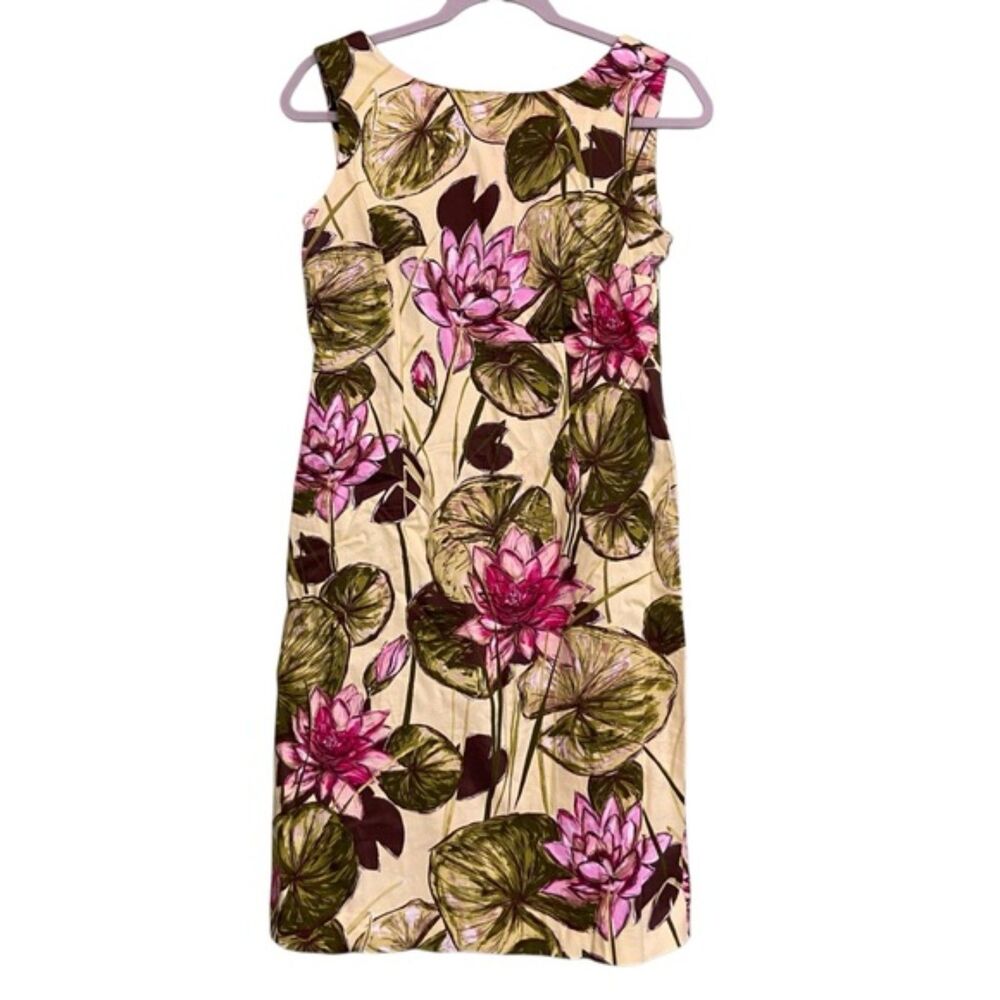 Talbots Petites Boat Neck Tank Top Tropical Summer Sheath Dress Size 4